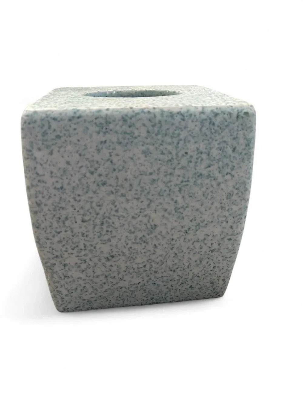 Faux Terrazzo Speckled Tissue Box Cover Blue Green Stone Postmodern MCM